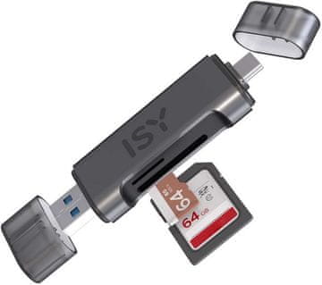 ISY ICR-6000 USB-C + USB-A 2u1 čitač SD/microSD memorijskih kartica