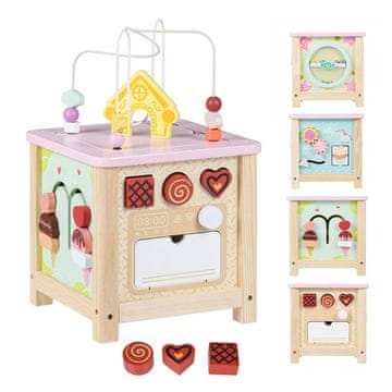 Northix Drvena kocka za aktivnosti 29x29x47 cm 18+ mjeseci Montessori