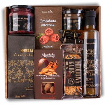 Poklon set - košara slatkiša, čaja, badema, sirupa, meda i džema