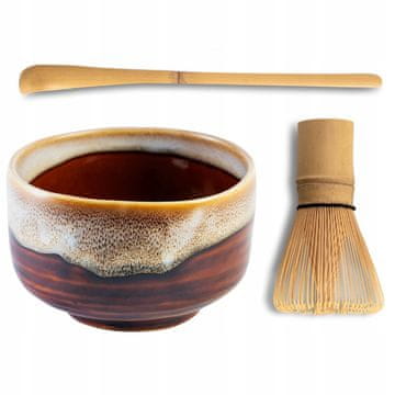 Komplet za matcha čaj Ame Kozan, japanska zdjelica, metlica chasen, žličica
