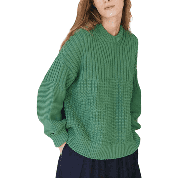 Nikcorp Ženski oversize džemper vintage stilski nabranih rukava okrugli ovratnik zelená XL mekano gusto pletenje viskoza 50% poliester 28% polimid 22% casual boho retro