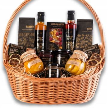 Veliki poklon koš premium čaj kava slatkiši med sirup zahvala