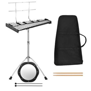 Northix Set ksilofona 32 note s podesivim stalkom, aluminijske ploče, torba za nošenje