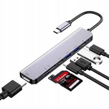 Adapter 7w1 hub usb-c hdmi sc-ush85