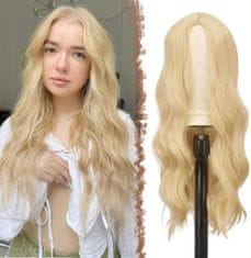 Nikcorp Ženska perika duga kosa 70 cm valovi plava realistična sintetička Heat Resistant, slojevito šišanje, podesiva kapica trake na čičak 1,25 cm