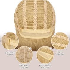 Nikcorp Ženska perika duga kosa 70 cm valovi plava realistična sintetička Heat Resistant, slojevito šišanje, podesiva kapica trake na čičak 1,25 cm