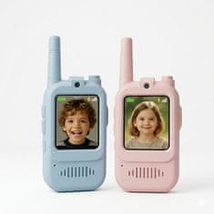 JOJOY® Dječji video walkie-talkie set, dvosmjerna komunikacija s kamerom, do 400 m dometa, punjivi | KIDTALKIE Plava + Roza