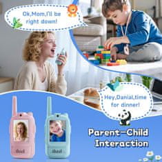 JOJOY® Dječji video walkie-talkie set, dvosmjerna komunikacija s kamerom, do 400 m dometa, punjivi | KIDTALKIE Plava + Roza