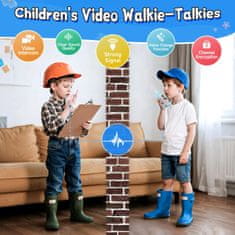 JOJOY® Dječji video walkie-talkie set, dvosmjerna komunikacija s kamerom, do 400 m dometa, punjivi | KIDTALKIE Plava + Roza