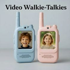 JOJOY® Dječji video walkie-talkie set, dvosmjerna komunikacija s kamerom, do 400 m dometa, punjivi | KIDTALKIE Plava + Roza