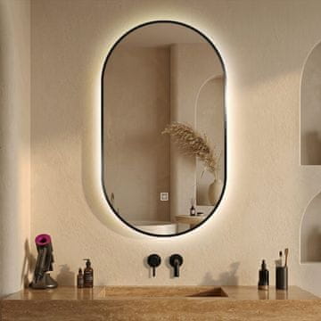 S6 Steklarstvo Šest LED ogledalo S611B2 sa crnim okvirom, 60x110cm