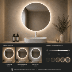 S6 Steklarstvo Šest LED ogledalo S616B, fi 80cm, ambijentalna rasvjeta