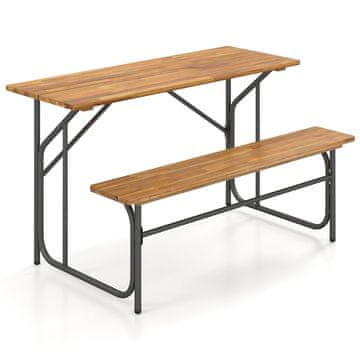 Northix Piknik set za 2 osobe od akacijevog drva s metalnim nogama