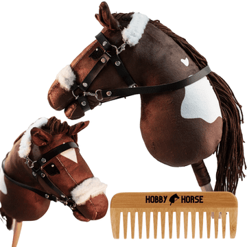 Hobby horse konj na štapu, glava konja, smeđe-bijeli + češalj [M-HOBBYHORSE9]