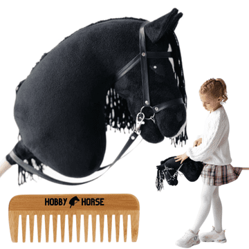 Konj za hranjenje na štapu s grivom i češalj, glava konja [M-HOBBYHORSE2]