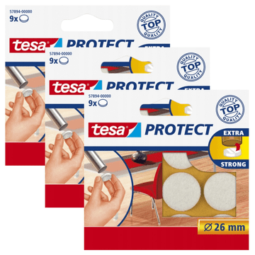 Tesa Tesa samoljepljive filcane podloške za nogice namještaja i stolica, bijele, 26 mm, 9 kom x3