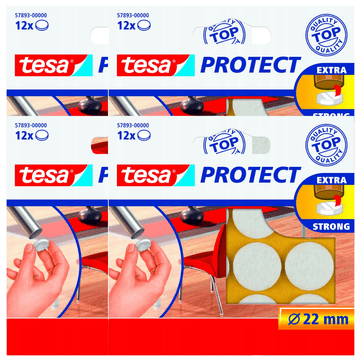 Tesa Tesa samoljepljive filcane podloške za namještaj i stolice, bijele, 22 mm, 12 kom x4