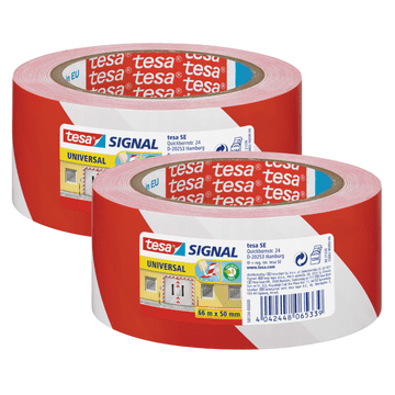 Tesa Tesa traka za upozoravanje za označavanje, bijelo-crvena, 66 m x 50 mm x 2