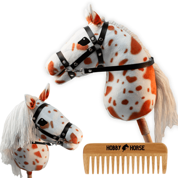 Konj na štapu hobby horse, glava konja, šareni bijelo-riđi, s češljem [M-HOBBYHORSE8]
