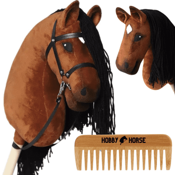 Konj za jahanje na štapu s konjskom glavom, smeđi konj s grivom [M-HOBBYHORSE5]