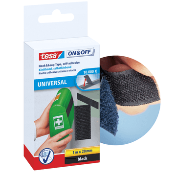 Tesa Tesa ljepljiva čičak traka za montažu, samoljepljiva, crna, 1 m x 20 mm