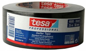 Tesa TESA GAFFER tkaninska traka za popravke, vodootporna, jaka, crna, 25 m x 50 mm