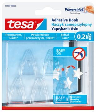 Tesa TESA samoljepljive kuke za staklo prozora do 0,2 kg ukrasa dekoracija 5 kom