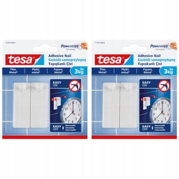 Tesa TESSA samoljepljiva kuka za zid do 3 kg za pločice, metalna, 2 kom x2