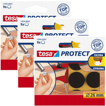 Tesa Tesa samoljepljive filcane podloške za namještaj, stolice, smeđe, 26mm, 9 kom x3