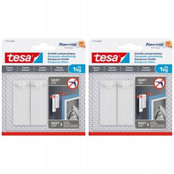 Tesa Kuka za vješalice s čavlima, samoljepljiva, za 1 kg slika, tapeta, žbuke, 2x2 kom