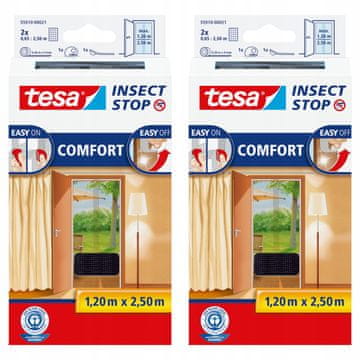 Tesa TESA mreža protiv komaraca za balkonska vrata, terasa, ljepljiva traka, crna, 1,2x2,5m x2