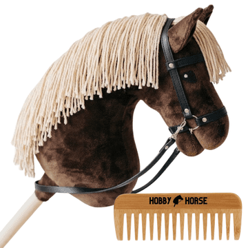 Hobby horse konj na štapu, glava konja s grivom i češalj [M-HOBBYHORSE3]