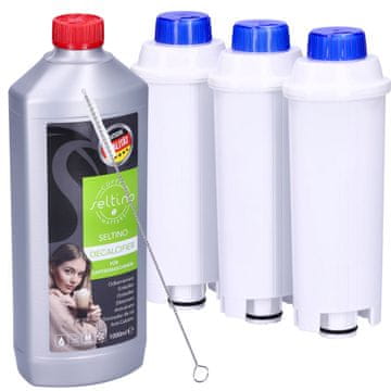 Seltino Zestaw Seltino za aparat za kavu Delonghi: filtar Seltino Ovale x3, sredstvo za uklanjanje kamenca 1 l, četkica za čišćenje