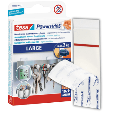 Tesa TESA montažne trake, samoljepljive trake, velike, nosivost do 2 kg, bijele, 10 komada