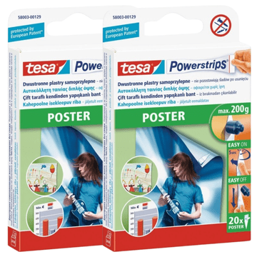 Tesa TESA ljepljive trake za montažu, samoljepljive trake do 0,2 kg za plakate, 20 kom x2