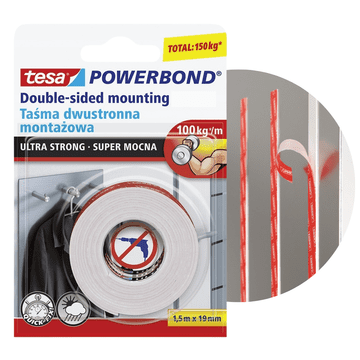 Tesa TESA montažna pjena dvostrano ljepljiva, vrlo jaka, bijela, 1,5m x 19mm