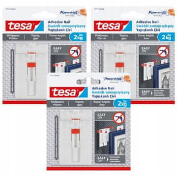 Tesa TESA samoljepivi čavao, podesiva vješalica do 2 kg za tapete i žbuku, 2 kom x3