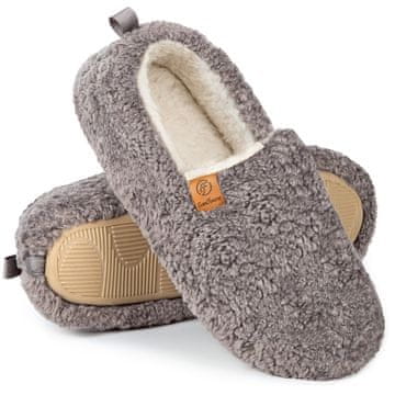 Nikcorp Ženske kućne papuče EverFoams Memory foam termo podstavljene od flisa siva 39,5 EU, protuklizni gumeni potplat, loafer s peta stabilizacijom
