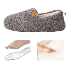 Nikcorp Ženske kućne papuče EverFoams Memory foam termo podstavljene od flisa siva 39,5 EU, protuklizni gumeni potplat, loafer s peta stabilizacijom