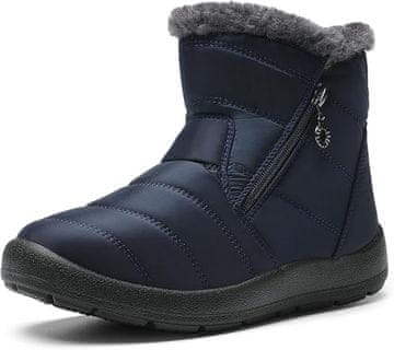 Nikcorp Ženske zimske čizme Dream Pairs Snovboots 41 tamnoplave vodootporne tople umjetno krzno zečjeg krzna protuklizni TPR potplat bungee vezice 4 cm potpetica 3 cm potplat