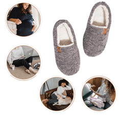Nikcorp Ženske kućne papuče EverFoams Memory foam termo podstavljene od flisa siva 39,5 EU, protuklizni gumeni potplat, loafer s peta stabilizacijom