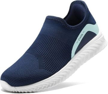 Nikcorp STQ ženske sportske tenisice slip-on bez vezica, tamnoplave, veličina 40 EU, elastično mrežasto pletivo za prozračnost, amortizirajući MD potplat, uložak memorijske pjene s potporom luka