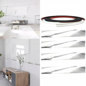 Ozdobna listwa dekoracyjna 0,6 cm PVC 6 mm, krom, 10 metara, samoljepljiva