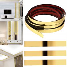 Dekorativna zlatna PVC letvica 14mm GOLD, 10 metara, 1,4cm, sjajna