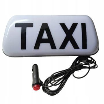 Lampa taxi LED bijela, s natpisom kogut, na magnet, utikač za upaljač