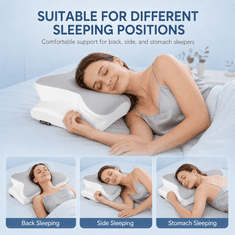 Netscroll Ergonomski jastuk za vrat od memorijske pjene, navlaka periva u perilici, CervicalPillow.
