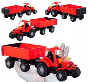 INNA Veliki i snažan traktor za dijete s prikolicom za malo dijete, okretni kotači, 43 cm