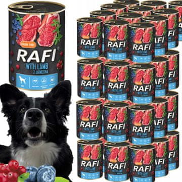 RAFI Mokra hrana za pse RAFI s janjetinom, borovnicom i brusnicom 400g - 48 kom.