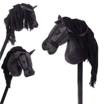 Norimpex Glava konja na štapu s glazbom plišani hobby horse konjić crni