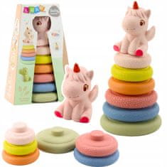 Lean-toys Mekana senzorna piramida jednorog, gumena, eko, šarena